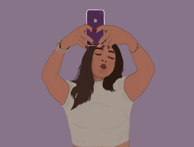 A graphic of taking a selfie